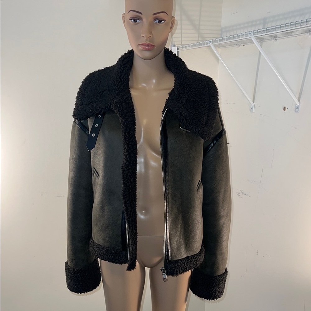 Zara Black and Gray Teddy Jacket (#41)